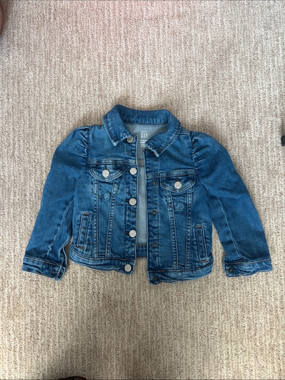 GAP Girls Medium Blue Denim Jacket with Puff Shoulders